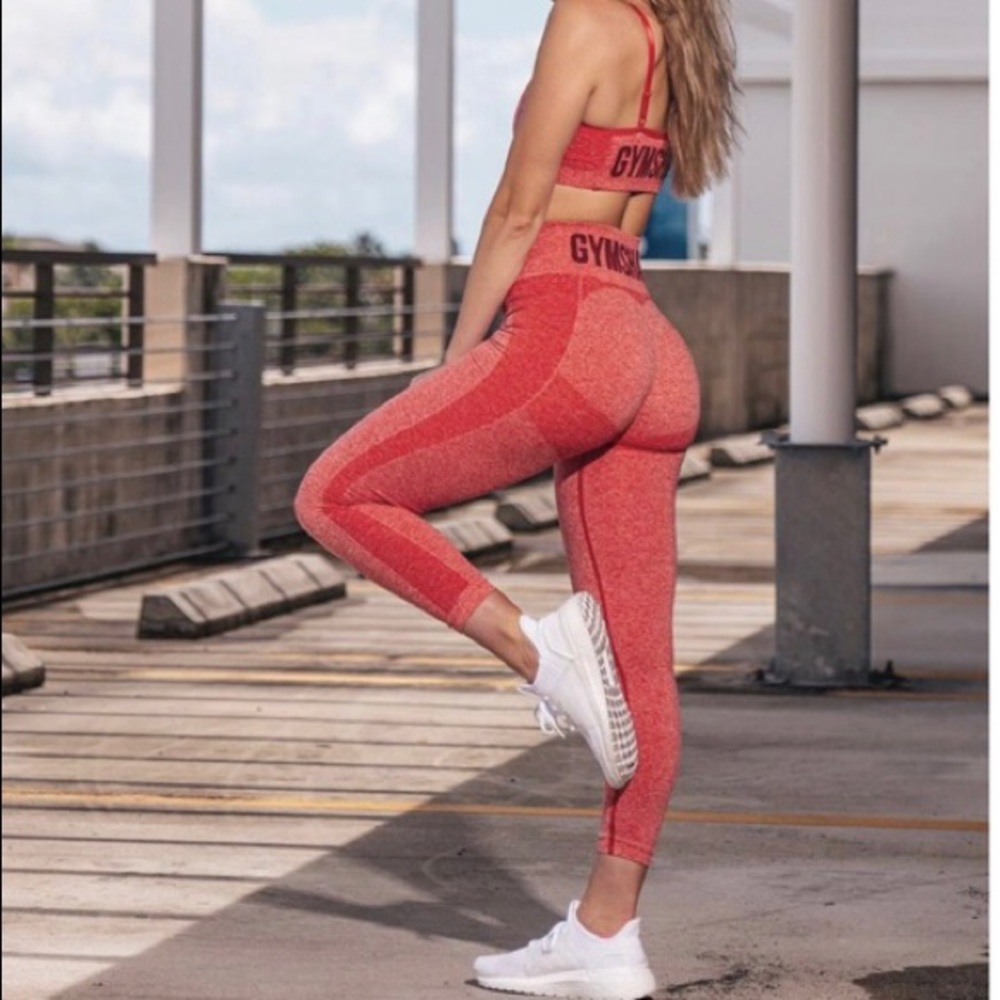 Gym shark flex high waisted legging Red Marl medium